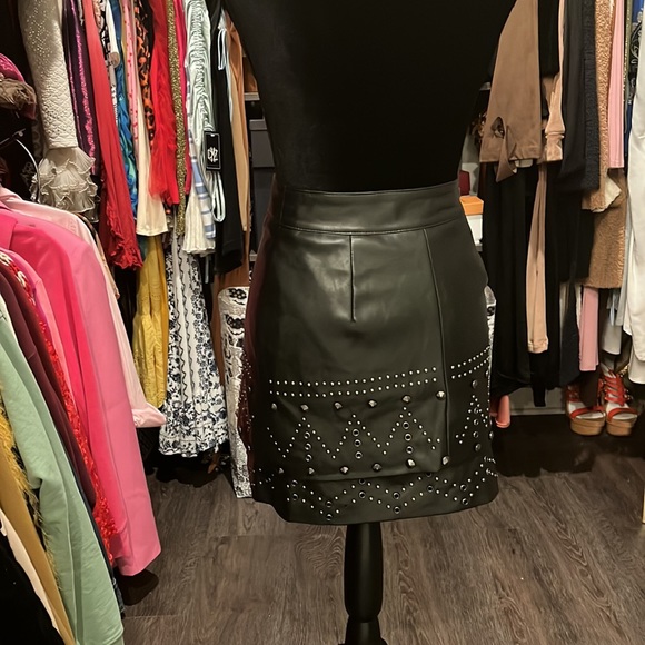 Vegan Leather Studded Skirt - Picture 3 of 5